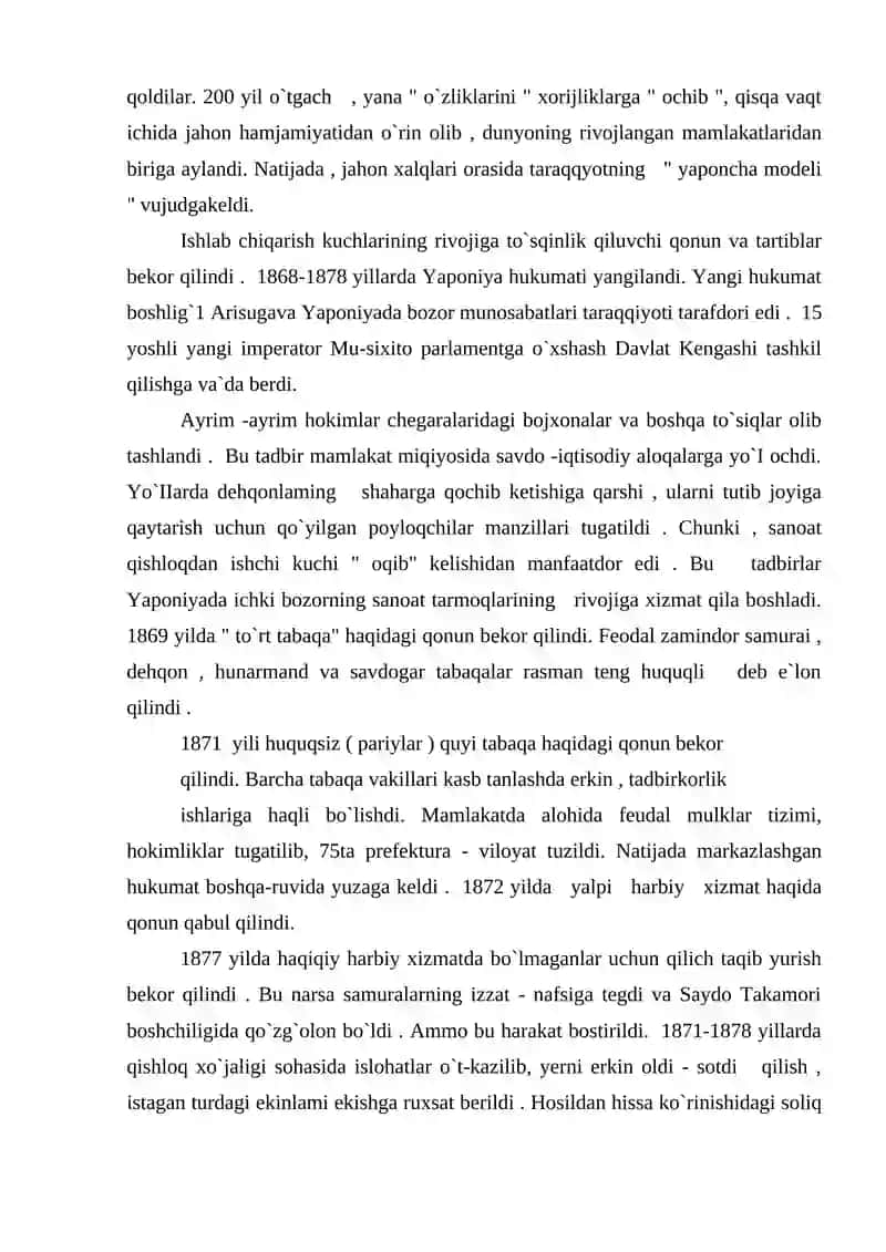 Yaponiyada Kapitalistik Bozor Munosabatlarining Rivojlanishi 4