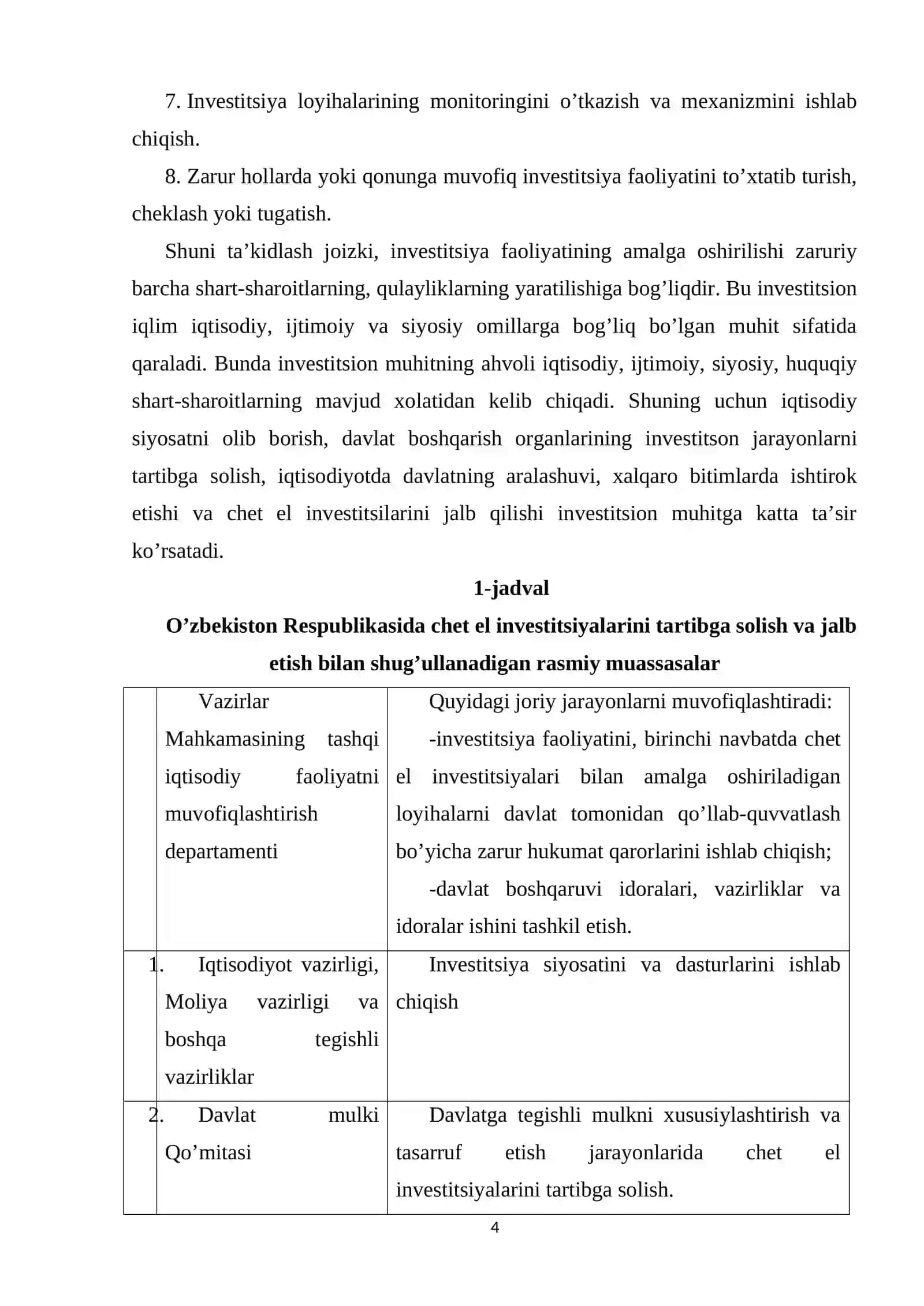Faol investitsiyalar va ijtimoiy davlat dasturini mazmun mohiyati 4