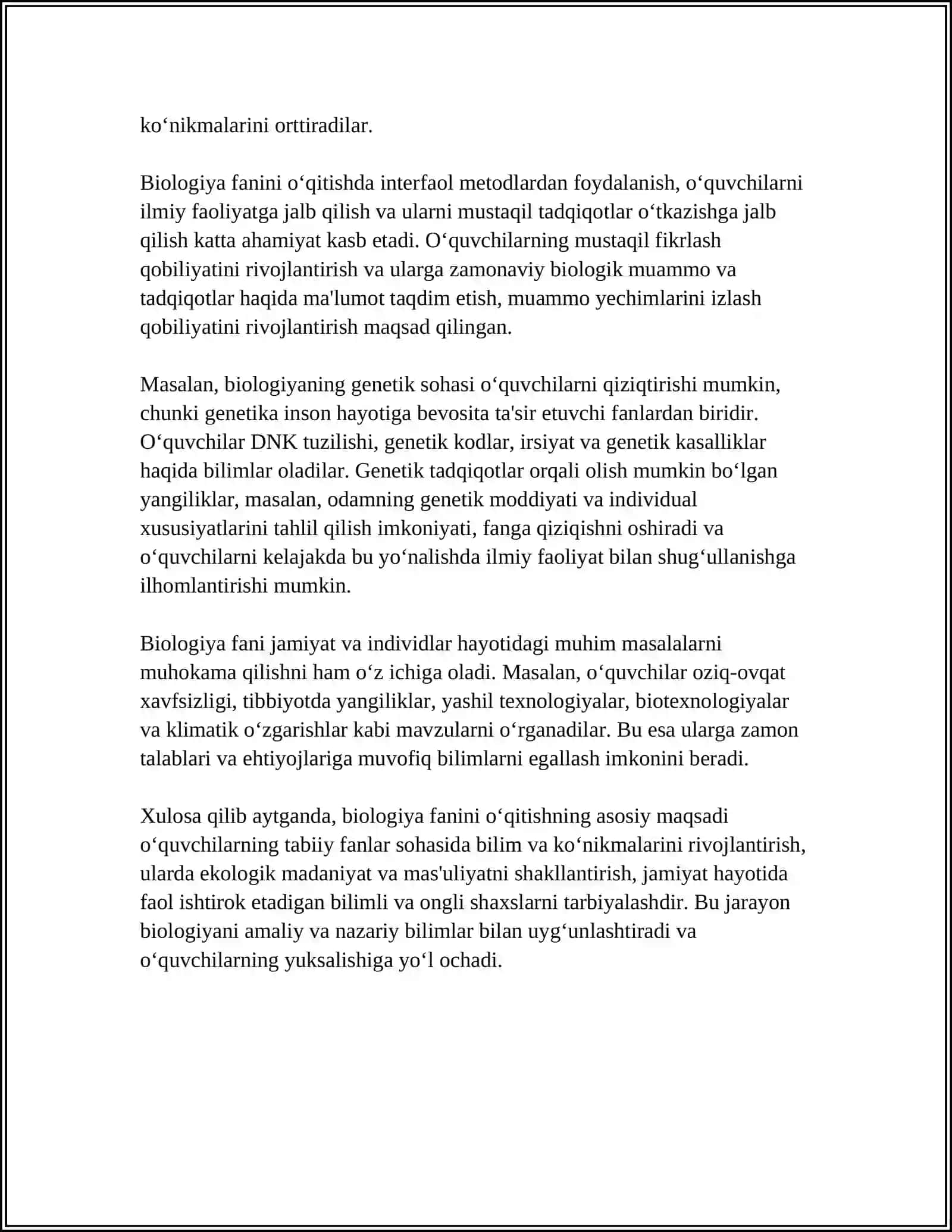 METOD TAYYORLASH BIOLOGIYA 4