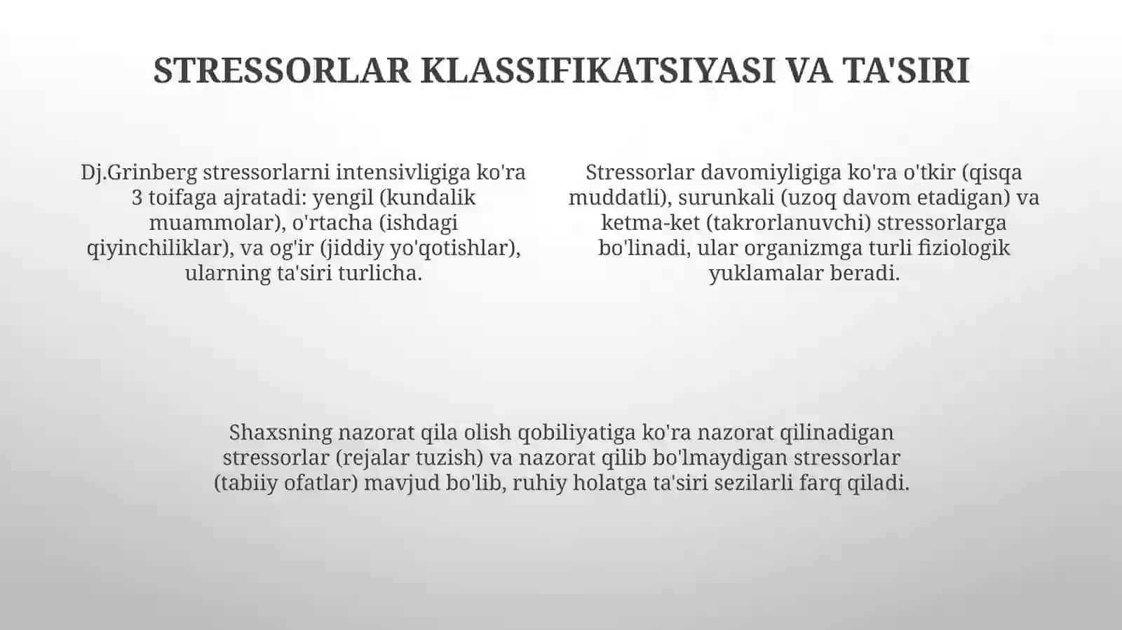 Dj.Grinberg stressorlarning ta’siri haqidagi nazariyasi 4