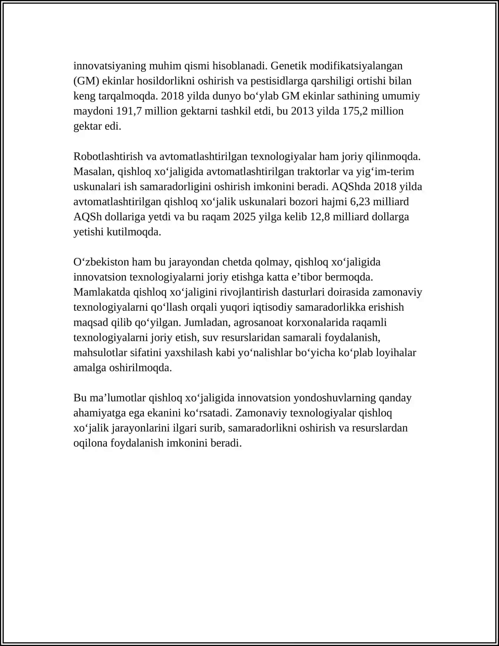 OʻZBEKISTON RESPUBLIKASIDA QISHLOQ XOʻJALIGIDAGI ISLOHOTLAR UNING VAZIFALARI VA YOʻNALISHLARI 4