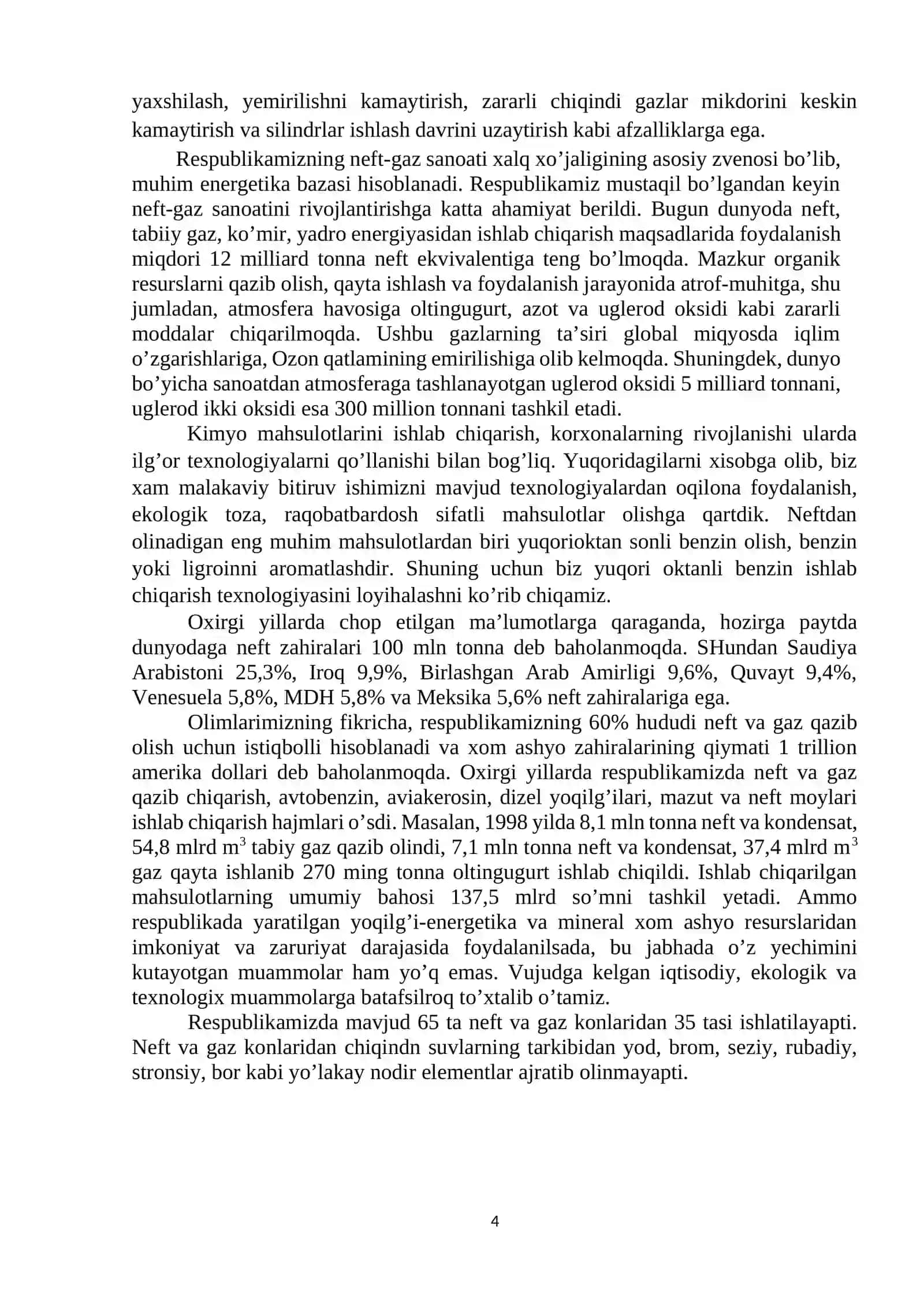 Havo tarkibidan benzin bug`larini aktiv ko`mir yordamida ushlab qolish uchun mavhum qaynash qatlamli adsorbsion kalonnani hisoblang va loyihalang 4