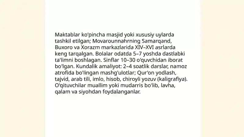 XIV-XVI asrlarda Movarounnahrda ta'lim-tarbiya va pedagogik fikrlar 4