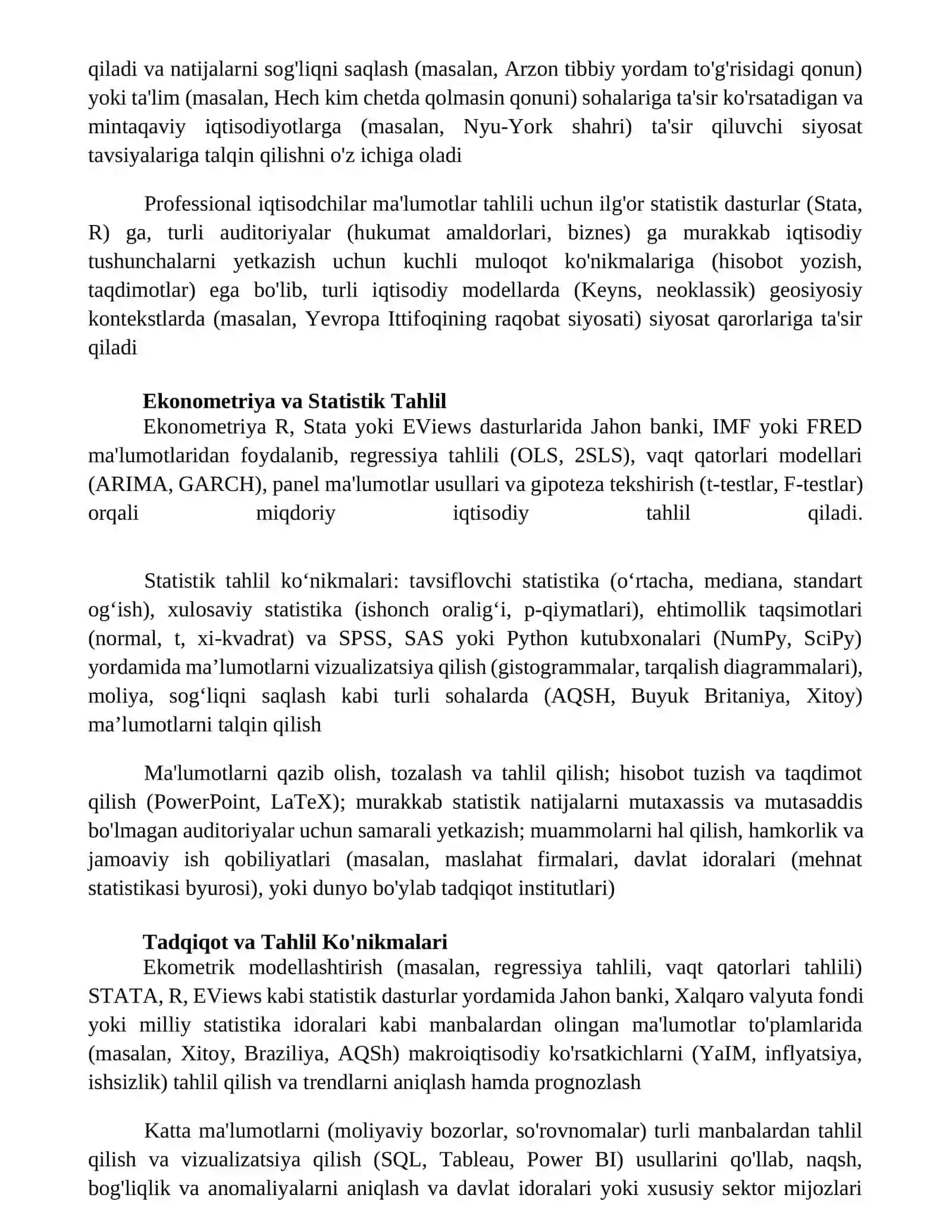 Iqtisodchi mutaxassisning kasbiy ko'nikmalari 4