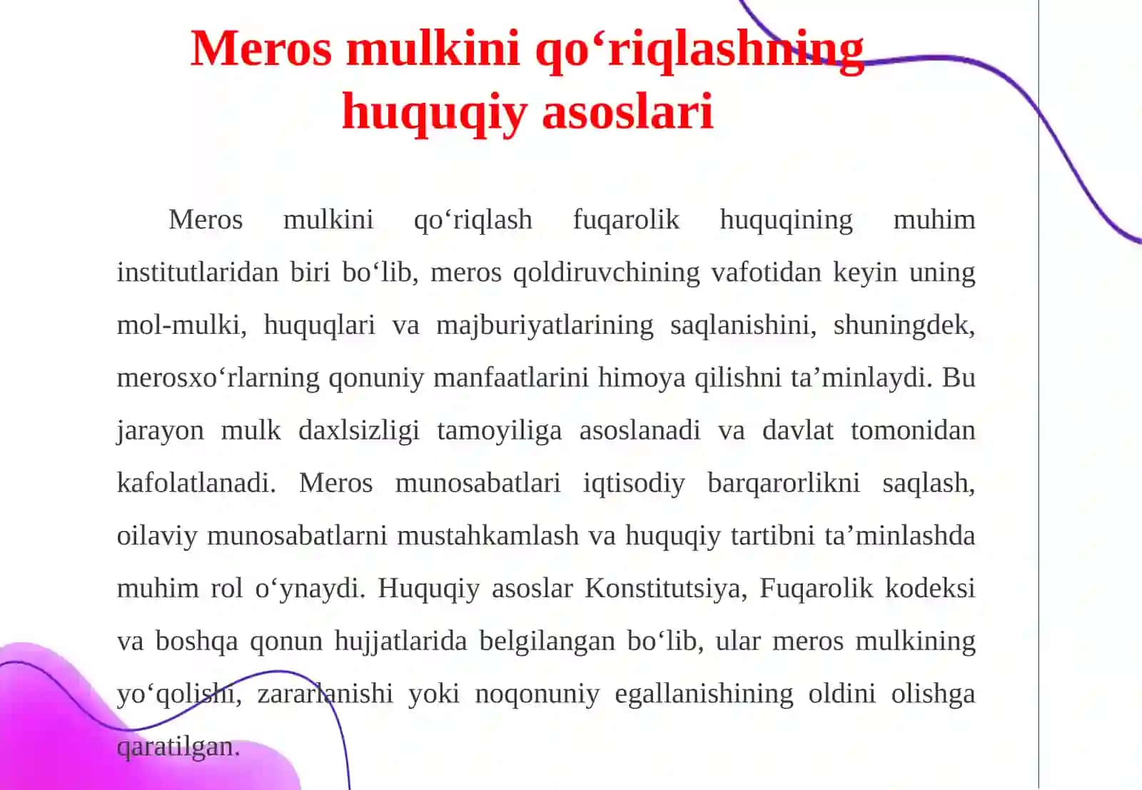 Meros mulkini qo‘riqlanishiga doir chora-tadbirlar ko‘rish 4