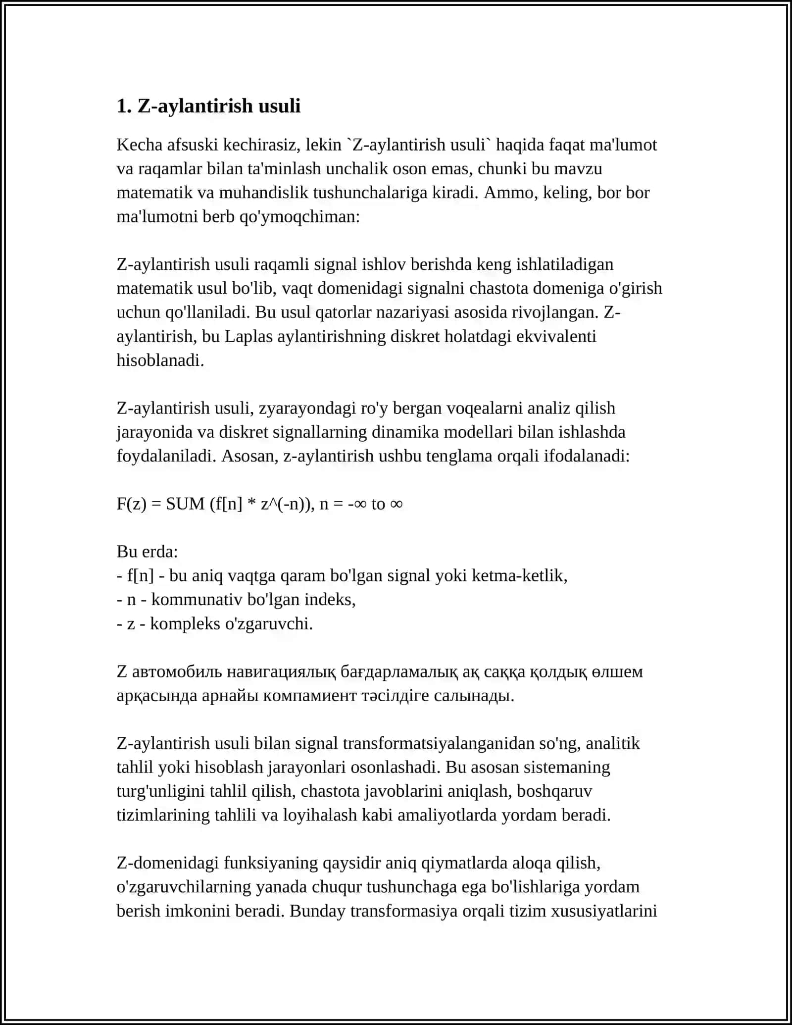 Z-aylantirish usuli 4