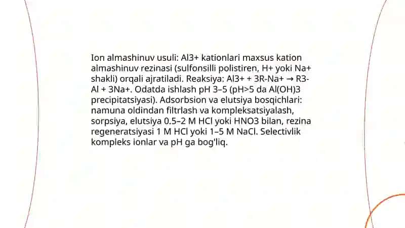 Aluminiy saqlagan moddalardan ajratib olish va analiz 4