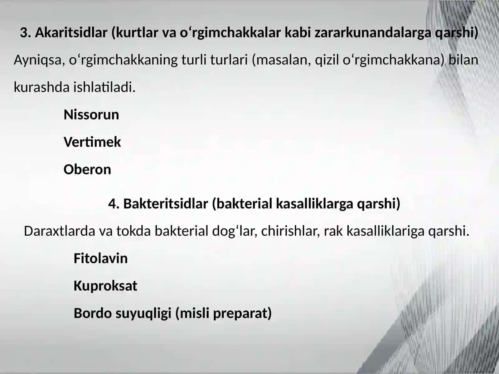 Preparatlar tokni zararkunanda va kasalliklardan himoya qilishda 4