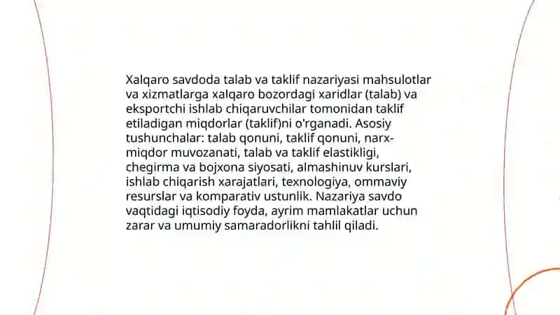 Xalqaro savdoda talab va taklif modellari 4