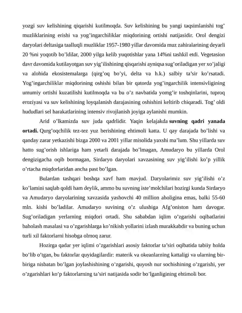 IQLIM O'ZGARISHLARI VA UNING ATROF-MUHITGA TA'SIRI 4