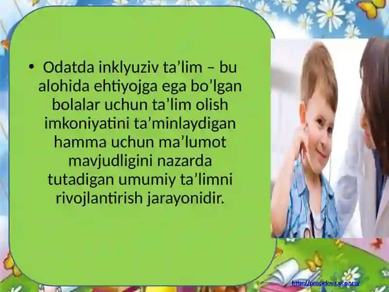 Inklyuziv ta’lim fanidan tayyorlangan taqdimot 4