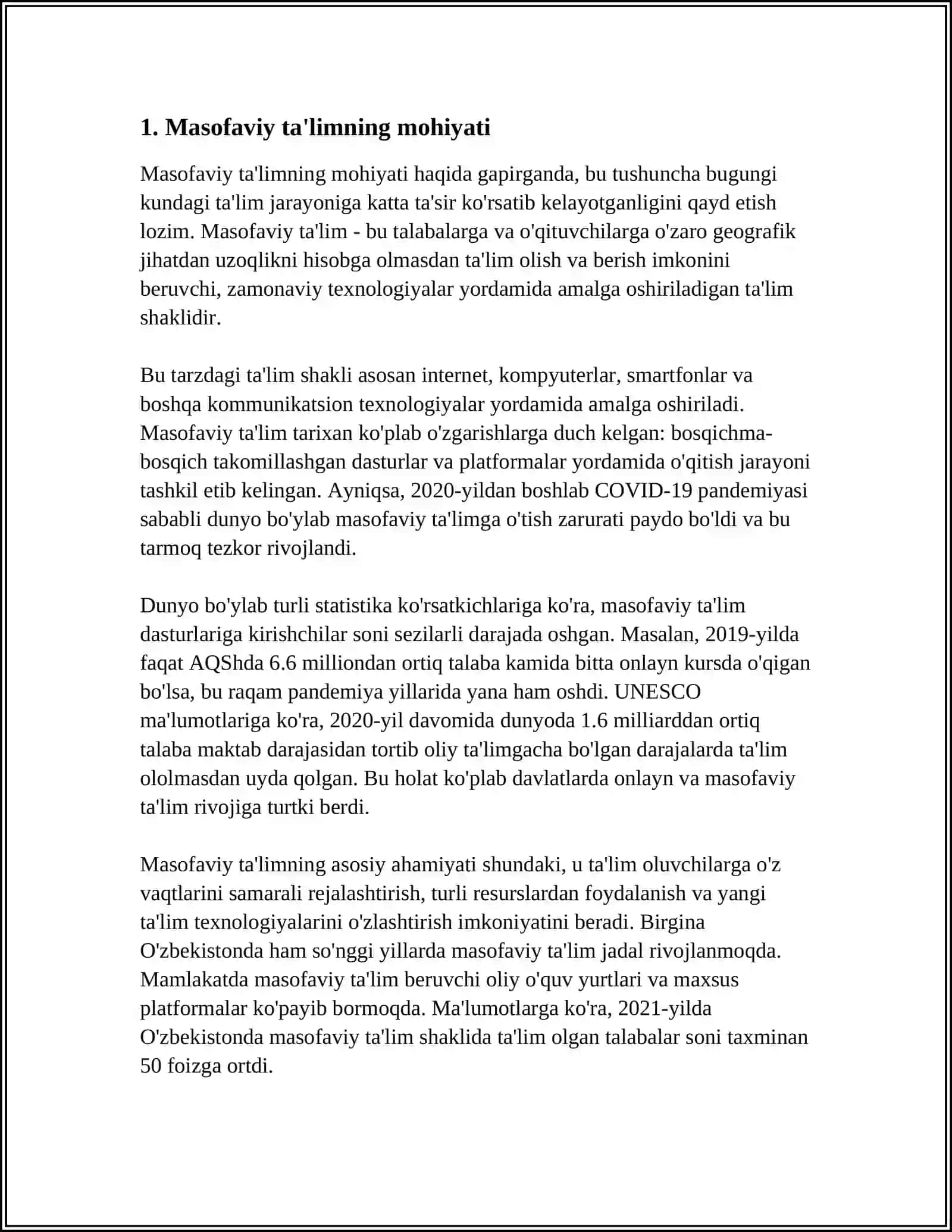 MASOFAVIY TALIMNING TEXNALOGIYALARI VA UNDA QATNASHUVCHILARI. ÒQITUVCHI VA ÒQUVCHI TIZIMI 4