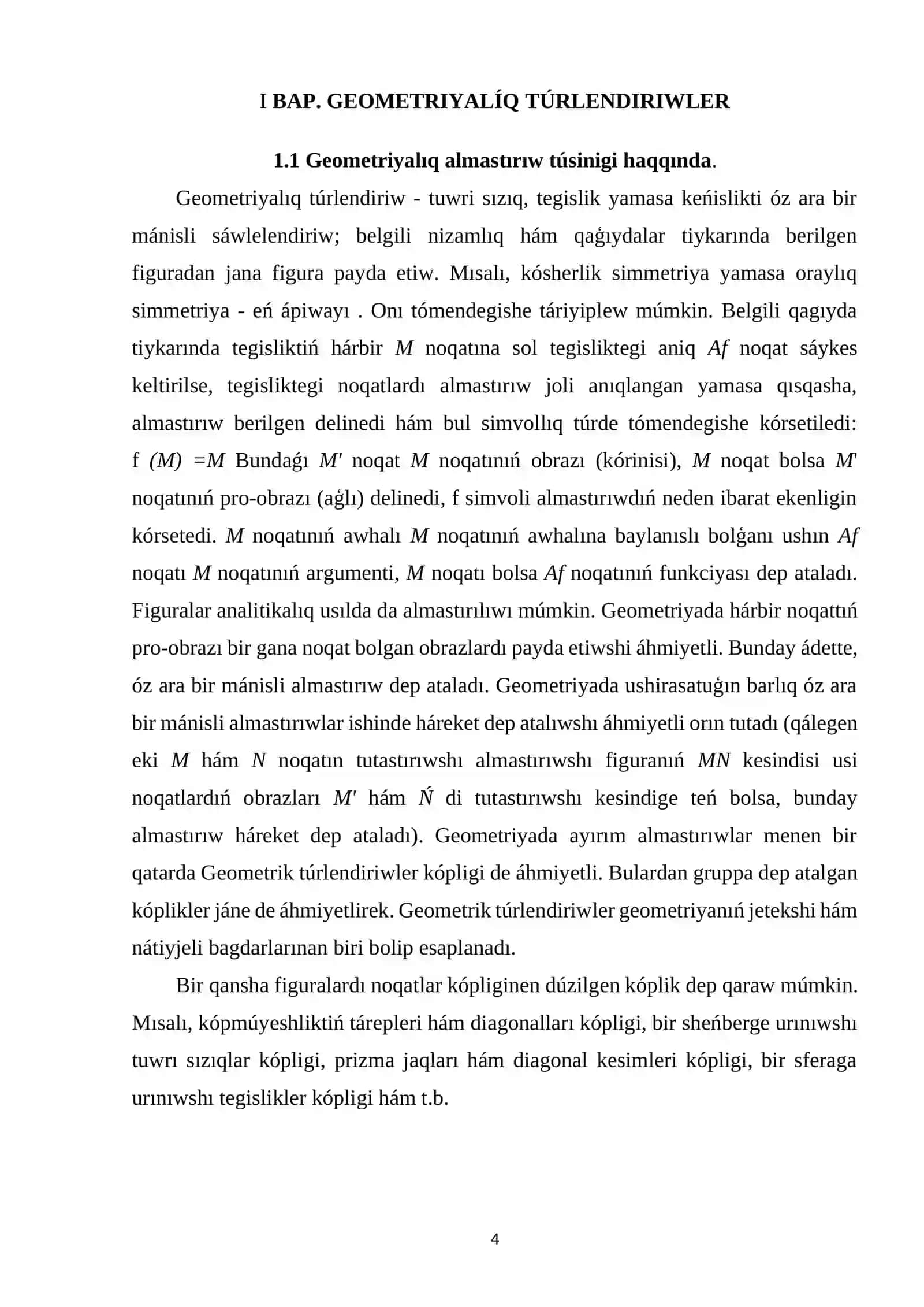 Geometriya matematika kursi 4