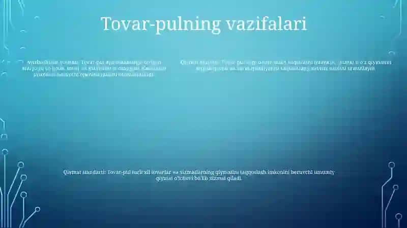 Tovar-Pul Munosabatlari 4