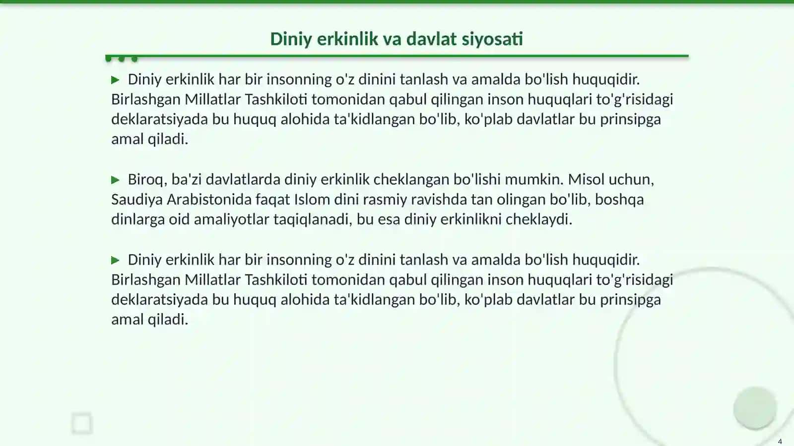 Dunyo dinlarida davlat va din munosabatlari 4