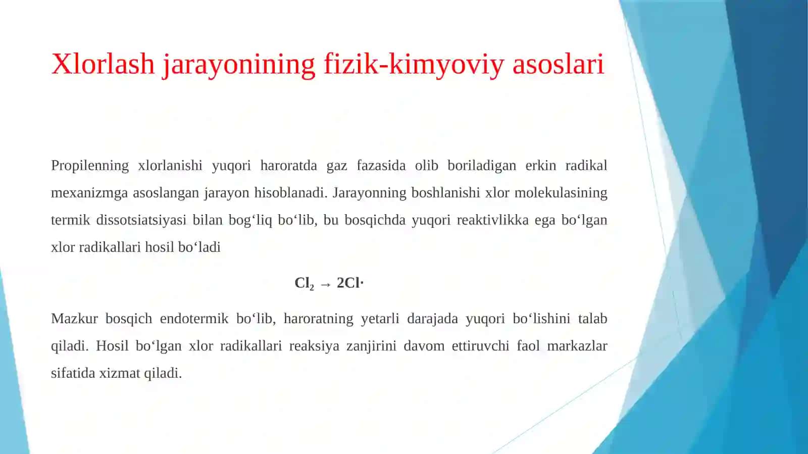 ALLILXLORID ISHLAB CHIQARISH TEXNOLOGIYASIDAGI XLORLASH REAKTORINI HISOBLASH 4