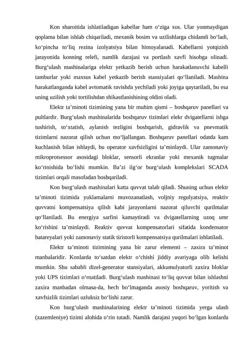 Kon burgʻulash mashinalari uchun elektr taʼminoti va xavfsizlik tizimlari 4