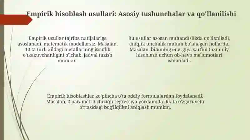 Hisoblash usullari. Empirik, yarim empirik, noempirik hisoblash usullari 4