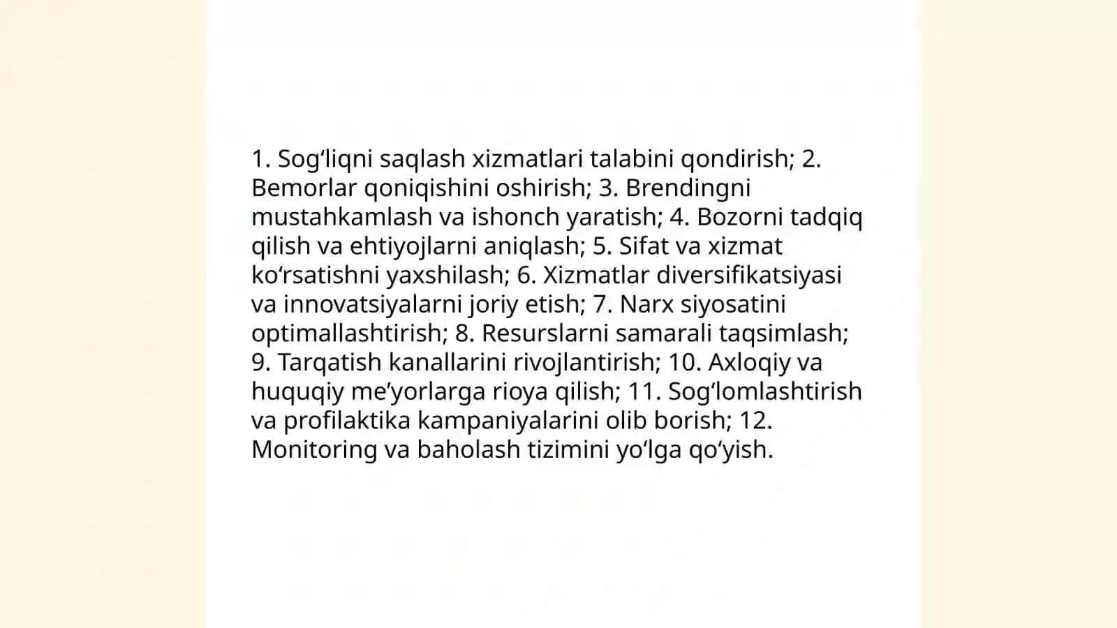 Tibbiyot marketing tadbirlari majmuasi va uning mohiyati 4