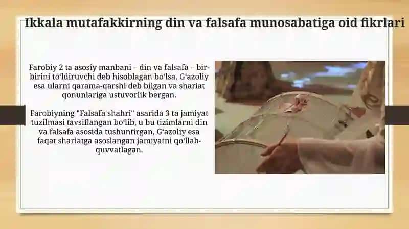 Farobiy va G'azaliyning falsafa ilmiga oid qarashlar 4