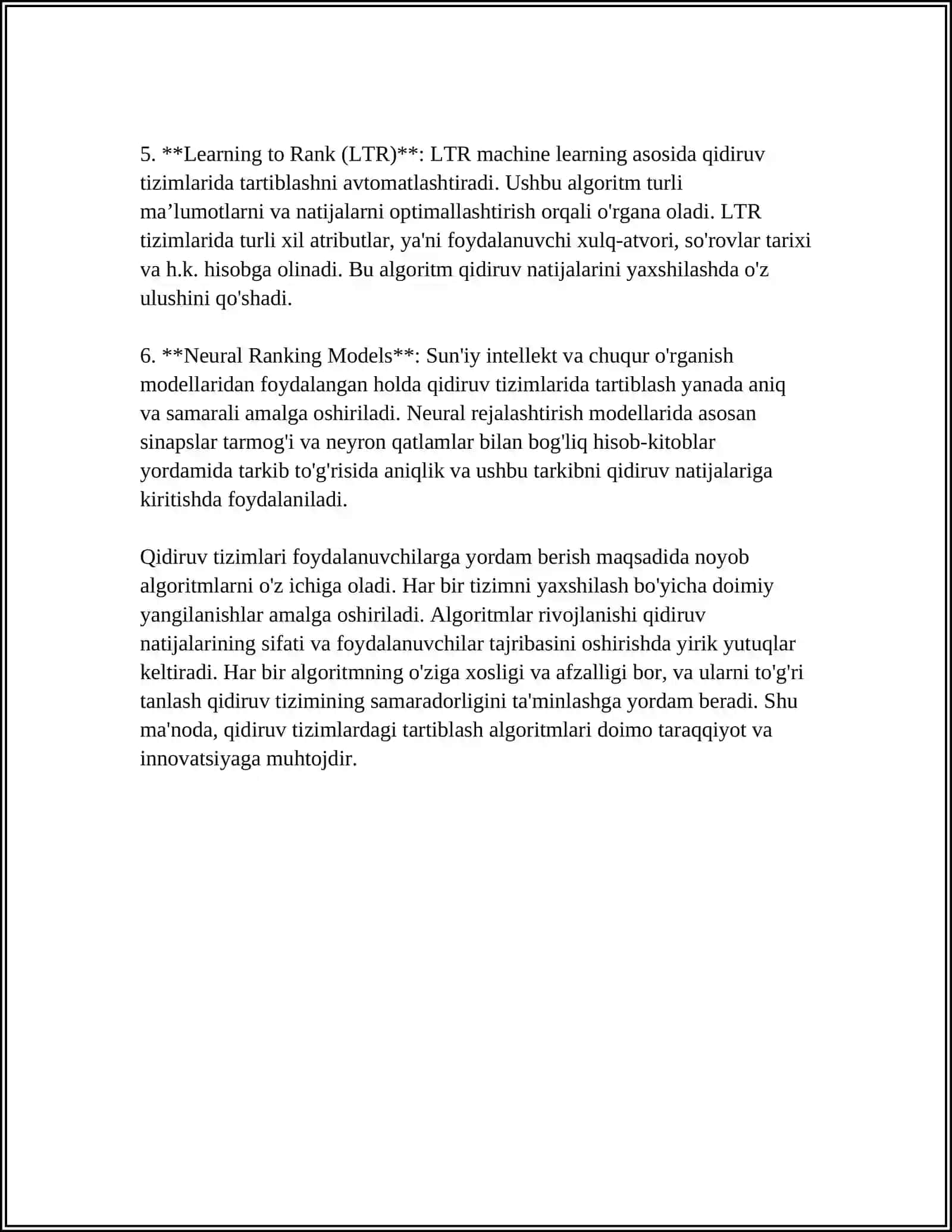 QIDIRUV TIZIMLARIDA TARTIBLASH ALGORITIMLARINI SOLISHTIRISH 4