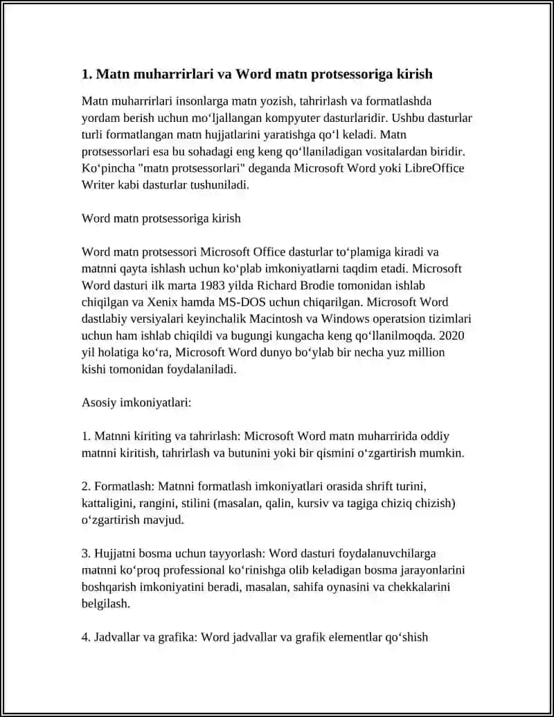 MATN MUHARRIRLARI VA WORD MATN PROTSESSORI 4