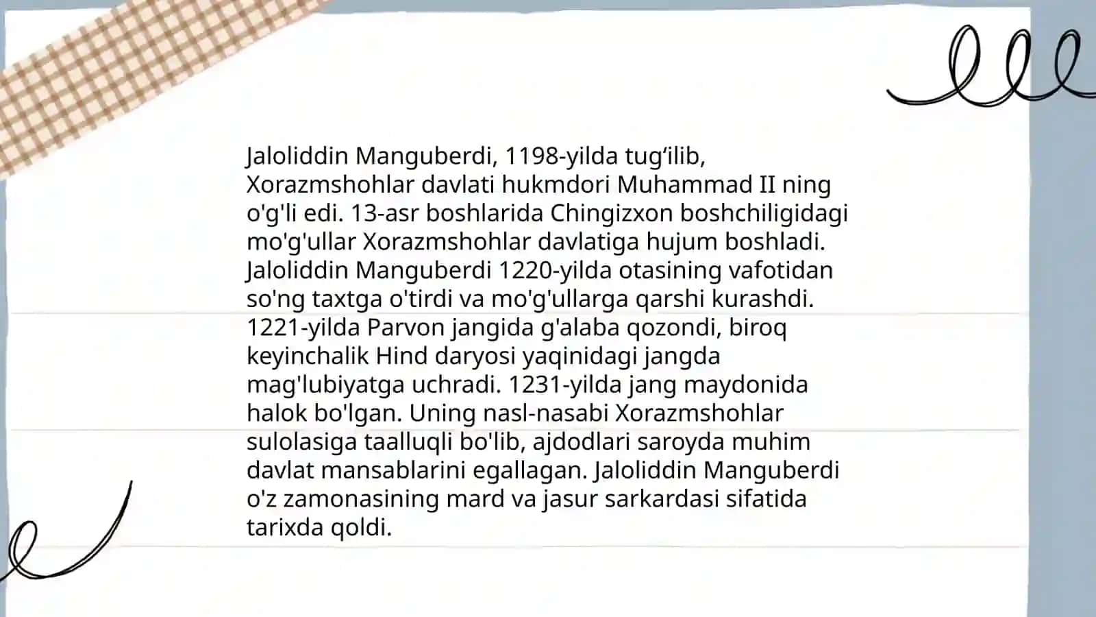 Jaloliddin Manguberdi xalqimizning milliy qahramoni 4