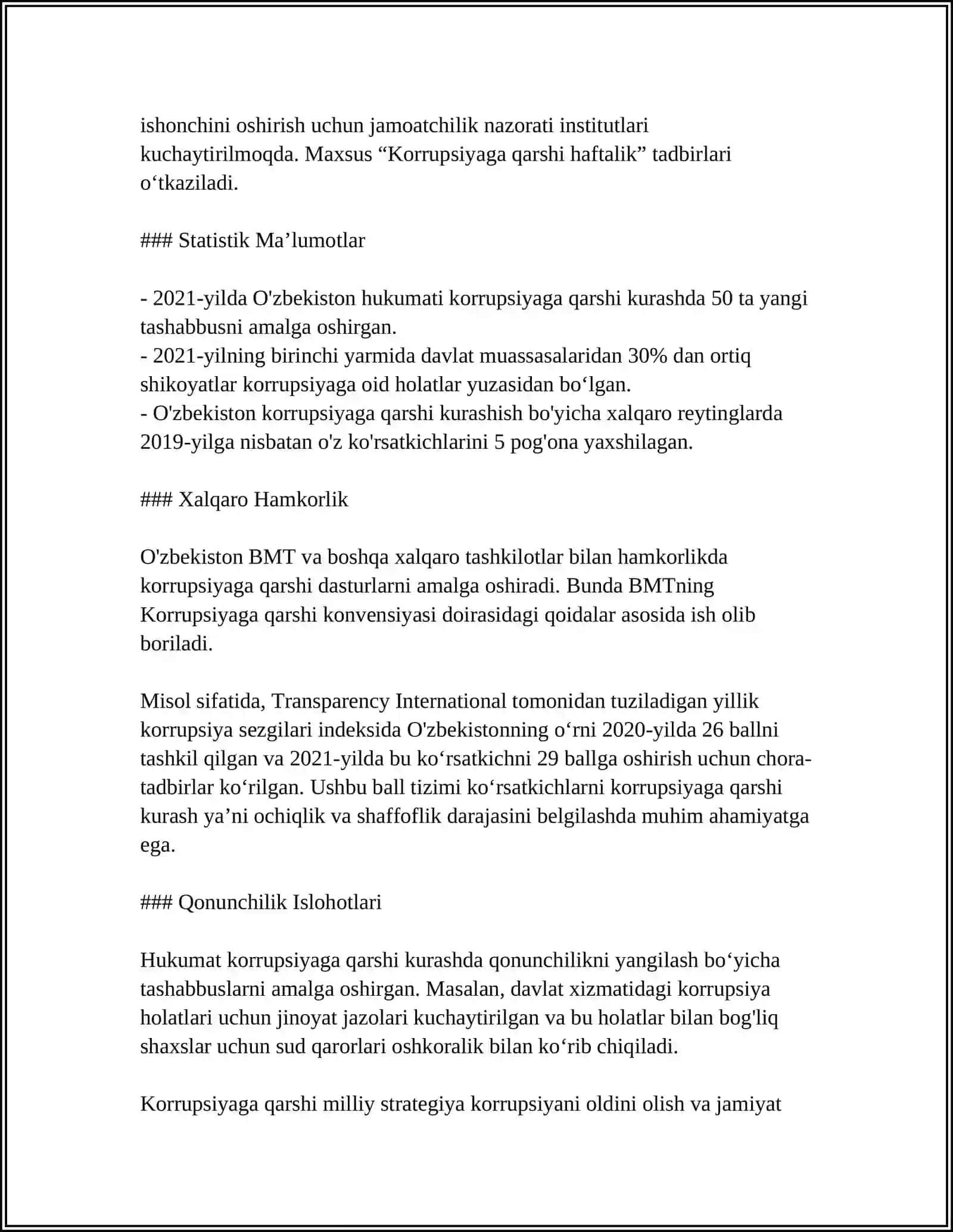 O'ZBEKISTON RESPUBLIKASIDA KORRUPSIYAGA QARSHI KURASHISH CHORA TADBIRLARI 4