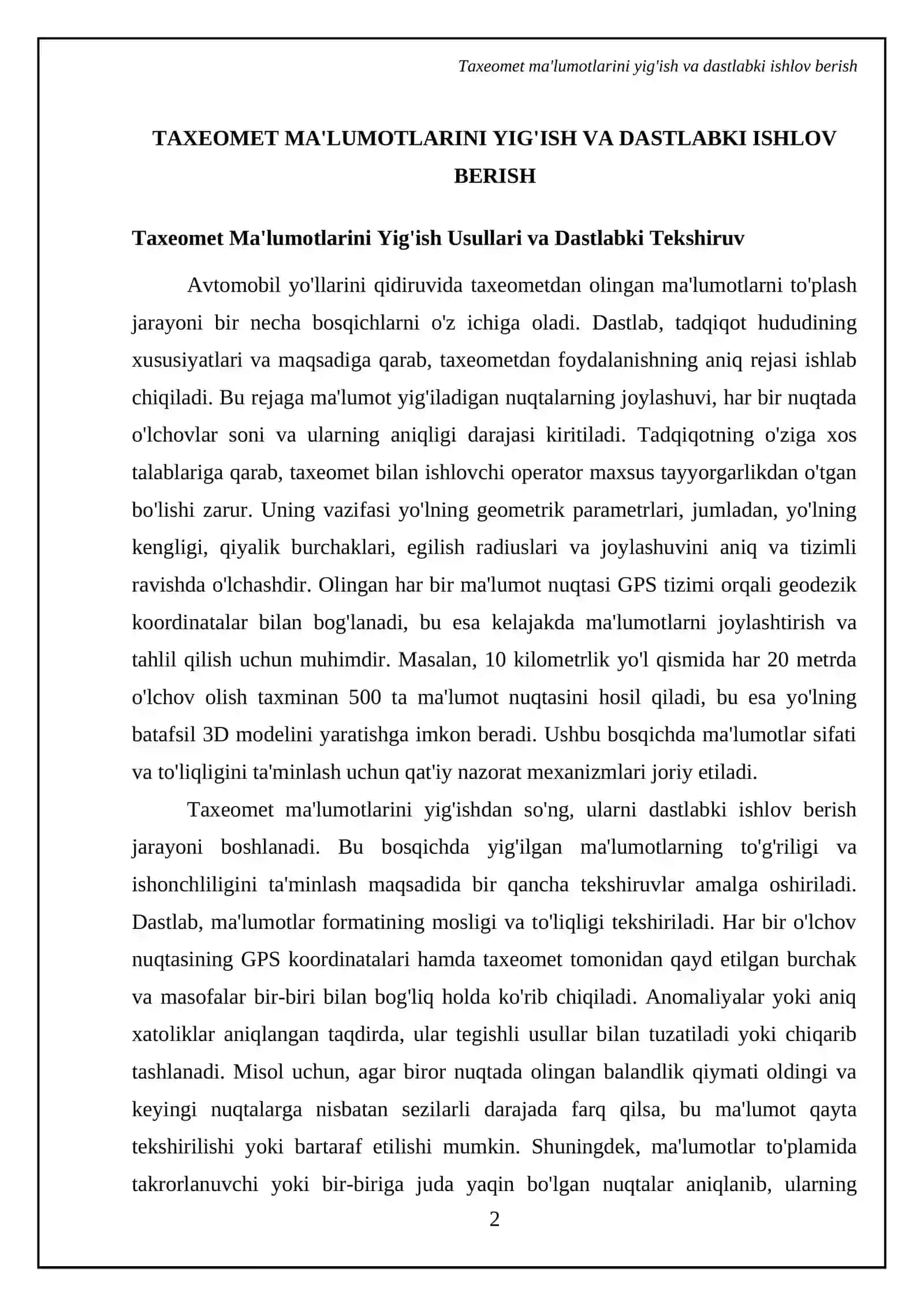 Avtomabil yo'llarini qidiruvida taxeomet bilan ishlash 4