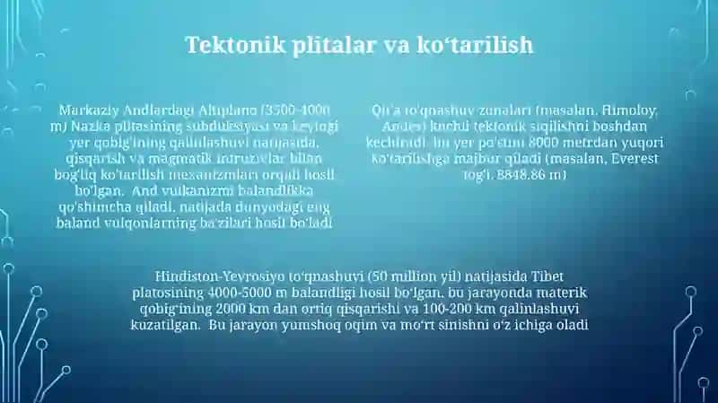 Materiklarda shakillangan balandlik mintaqalari 4