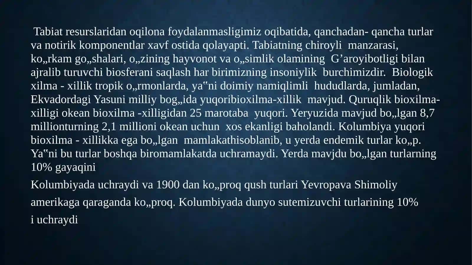 O‟simlik va hayvonot dunyosi va uni muhofaza qilish 4