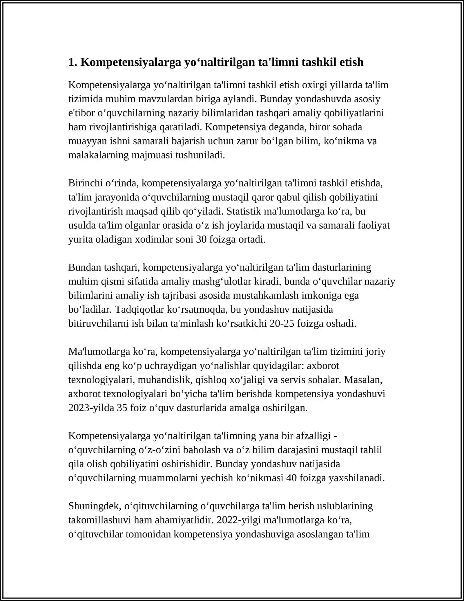 UMUMIY O‘RTA TA’LIM MAKTABLARIDA O‘QITISH JARAYONLARINI TASHKIL ETISHGA DOIR ZAMONAVIY YONDASHUVLAR 4