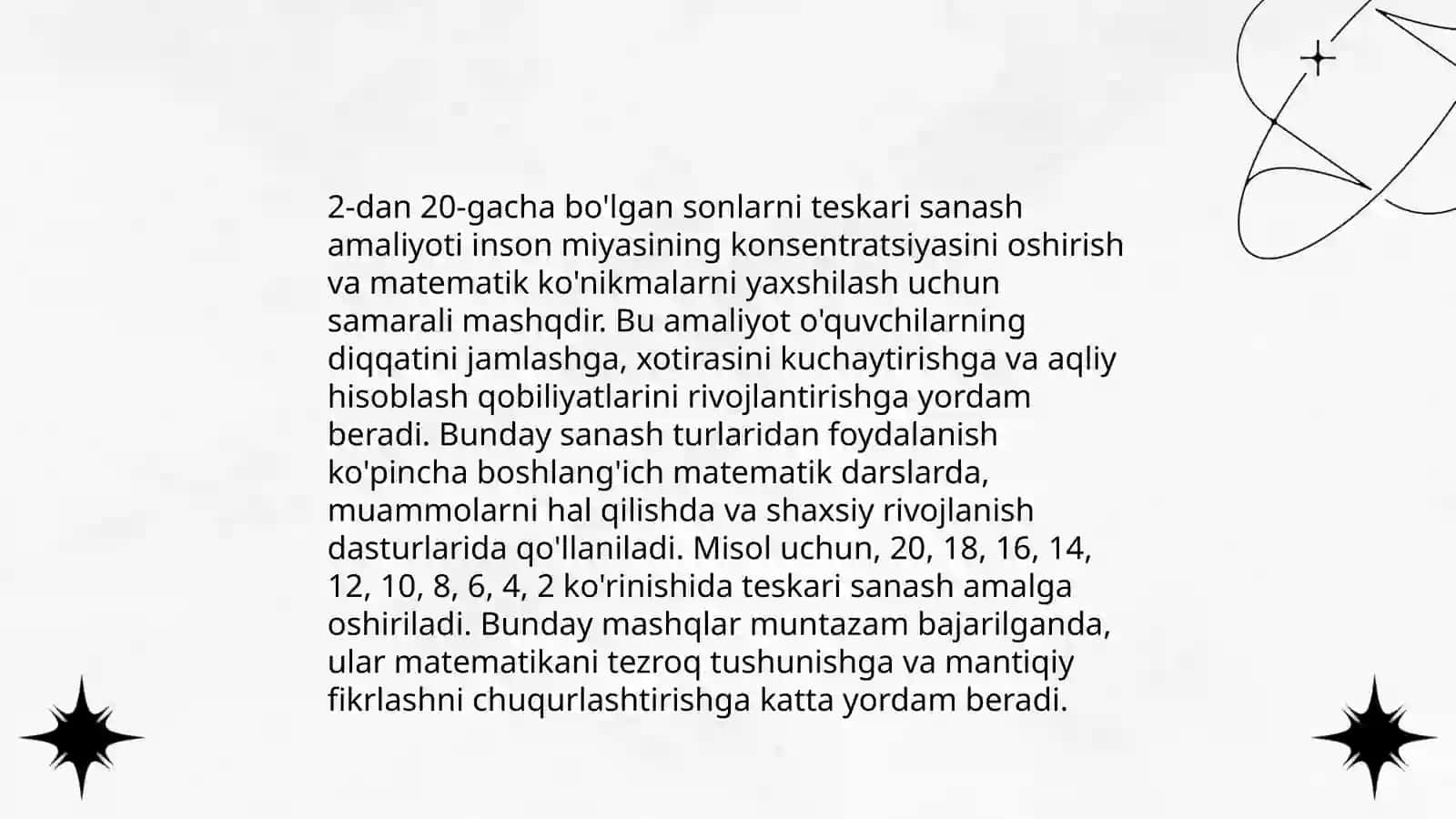 Teskari sanash qoida va qoidalari 4