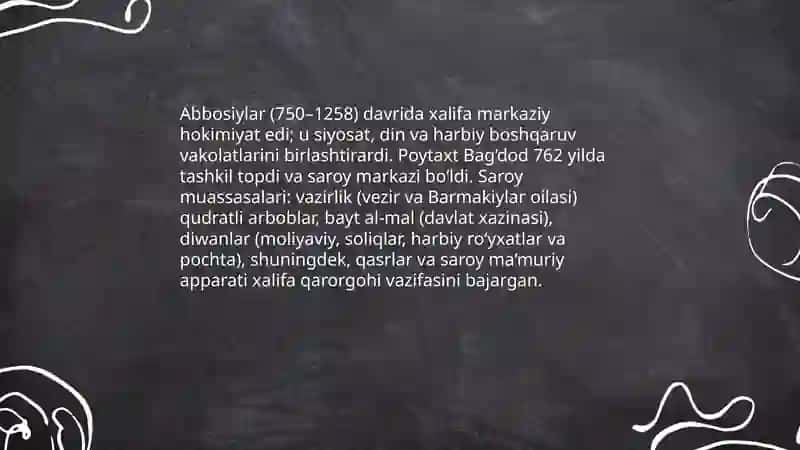 Arab davlatlari Umaviylar va Abbosiylar sulolasi boshqaruvi yillarida 4
