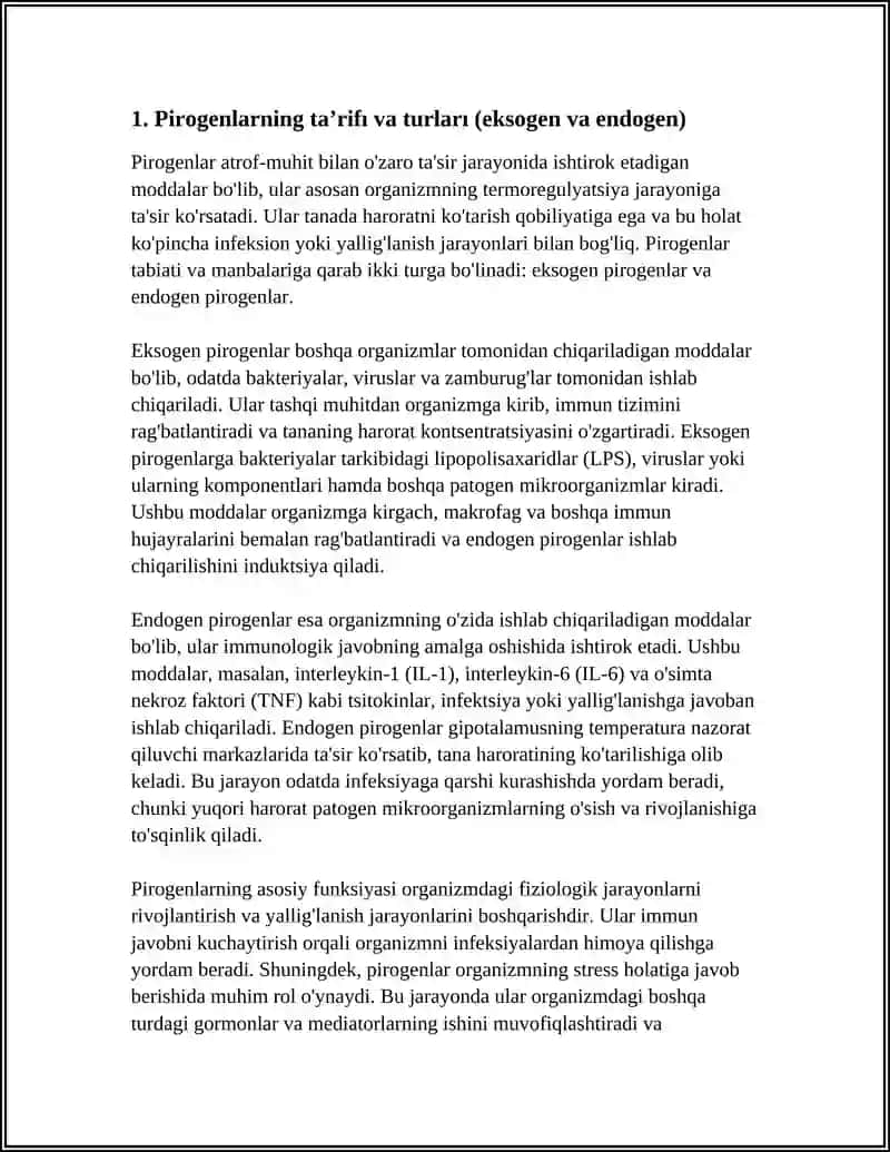 PIROGEN MODDALAR TERMOREGULYATSIYA JARAYONIDAGI AHAMIYATI 4