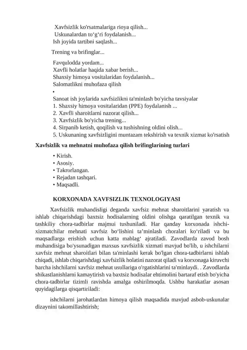 Xavfsizlik texnikasi to’g’risida umumiy ma’lumotlar 4