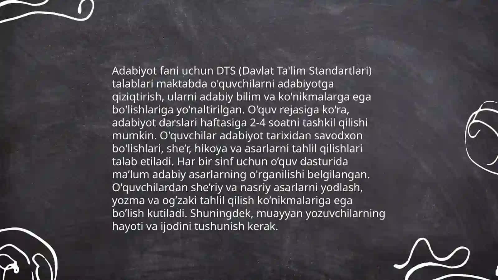 Adabiyot fani DTS talablari 4