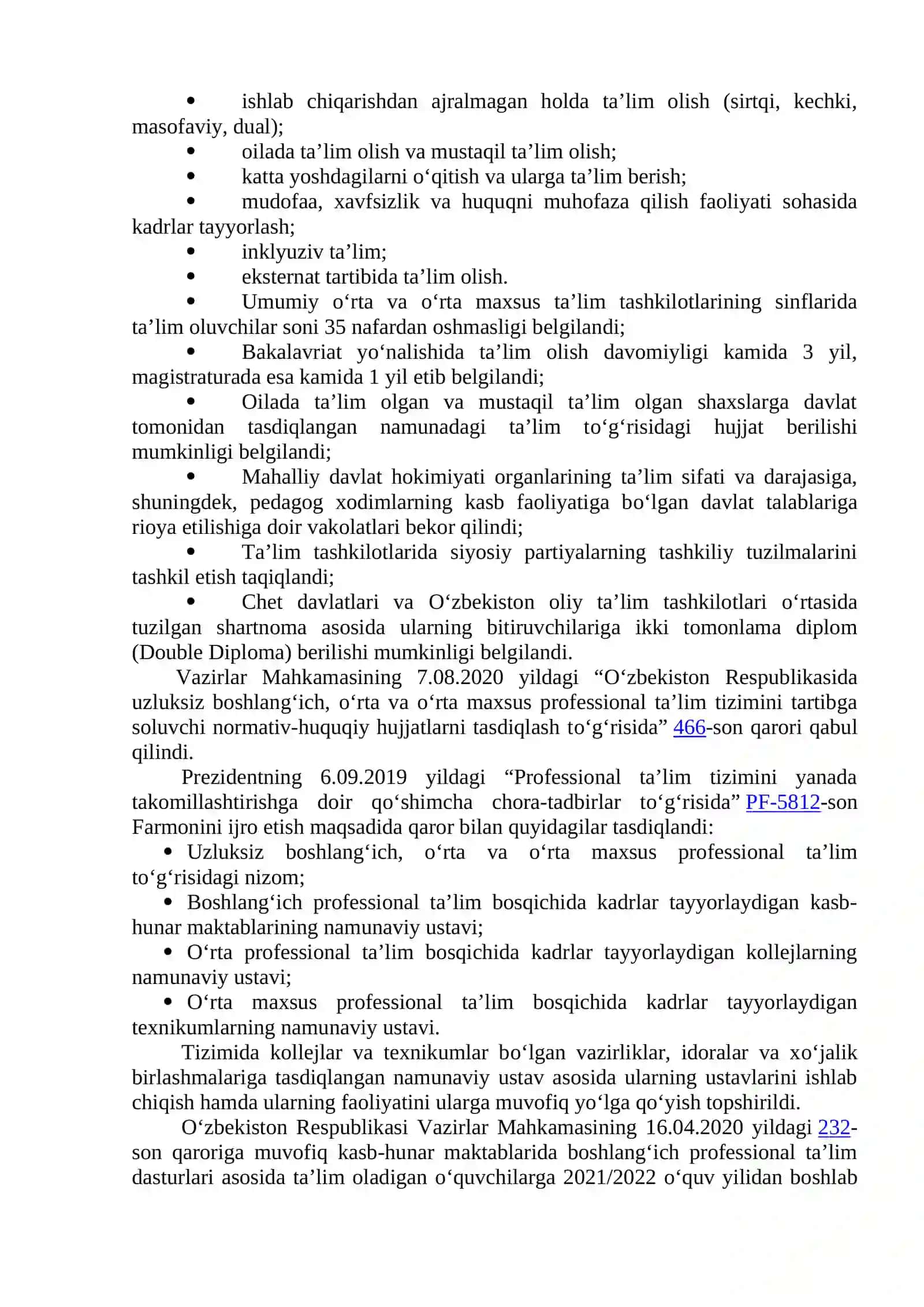 О‘ZBEKISTON RESPUBLIKASIDA TA’LIM SOHASIDA AMALGA OSHIRILGAN ISLOHOTLAR. MUSTAQILLIK YILLARIDA TA’LIM VA ILM-FANNING RIVOJLANISHI 4