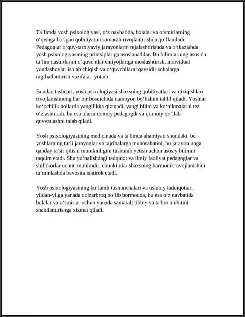 YOSH PSIXOLOGIYASI TUSHUNCHASI VA UNING TIBBIYOT HAMDA TAʼLIMDAGI AHAMIYATI 4