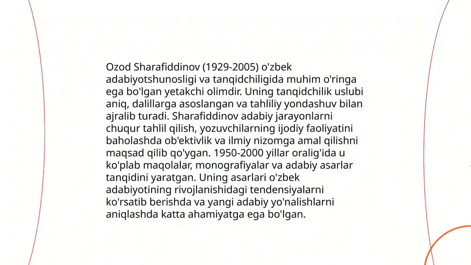 Istiqlol davri tanqidchiligi. Ozod Sharafiddinov va Naim Karimovlarning tanqidchilikdagi oʻrni 4