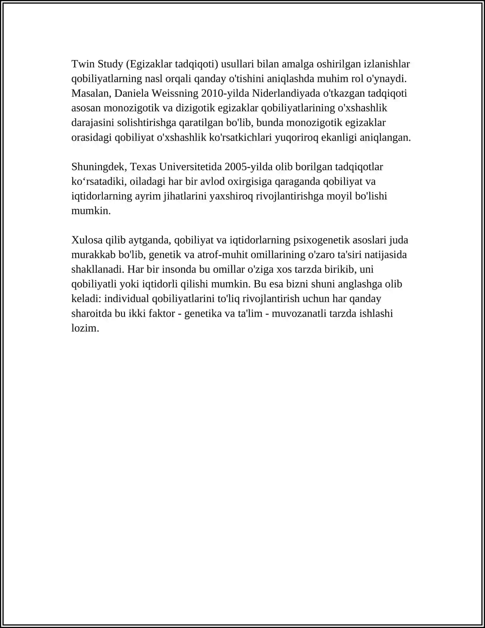 QOBILYAT VA ISTEDOD PSIXOGENETIKASI INTELLEKTNI PSIXOGENETIK TADQIQ ETISH 4