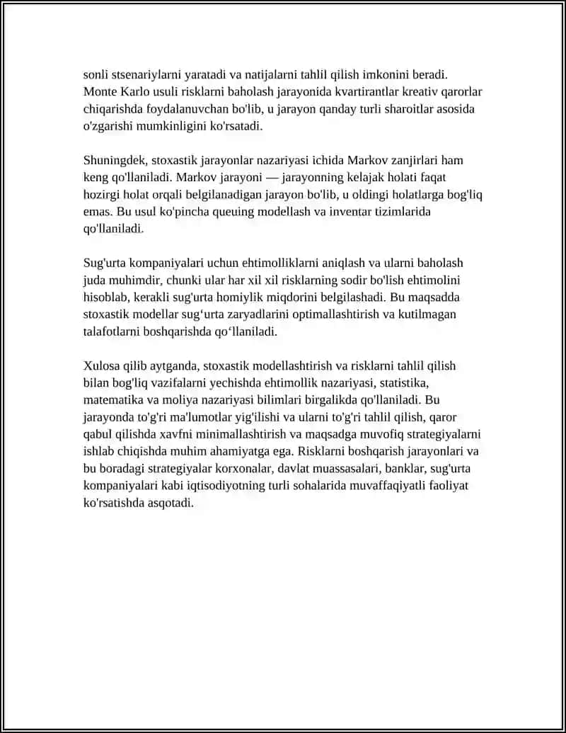 MODELLASHTIRISH VA RISKLARNI TAHLIL QILISH 4