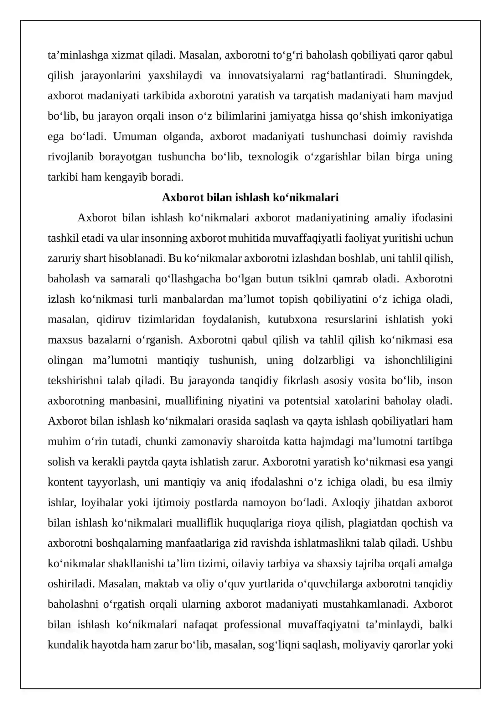 Axborot madaniyati shakillanishida ijtimoiy tarmoqlarning o’rni 4