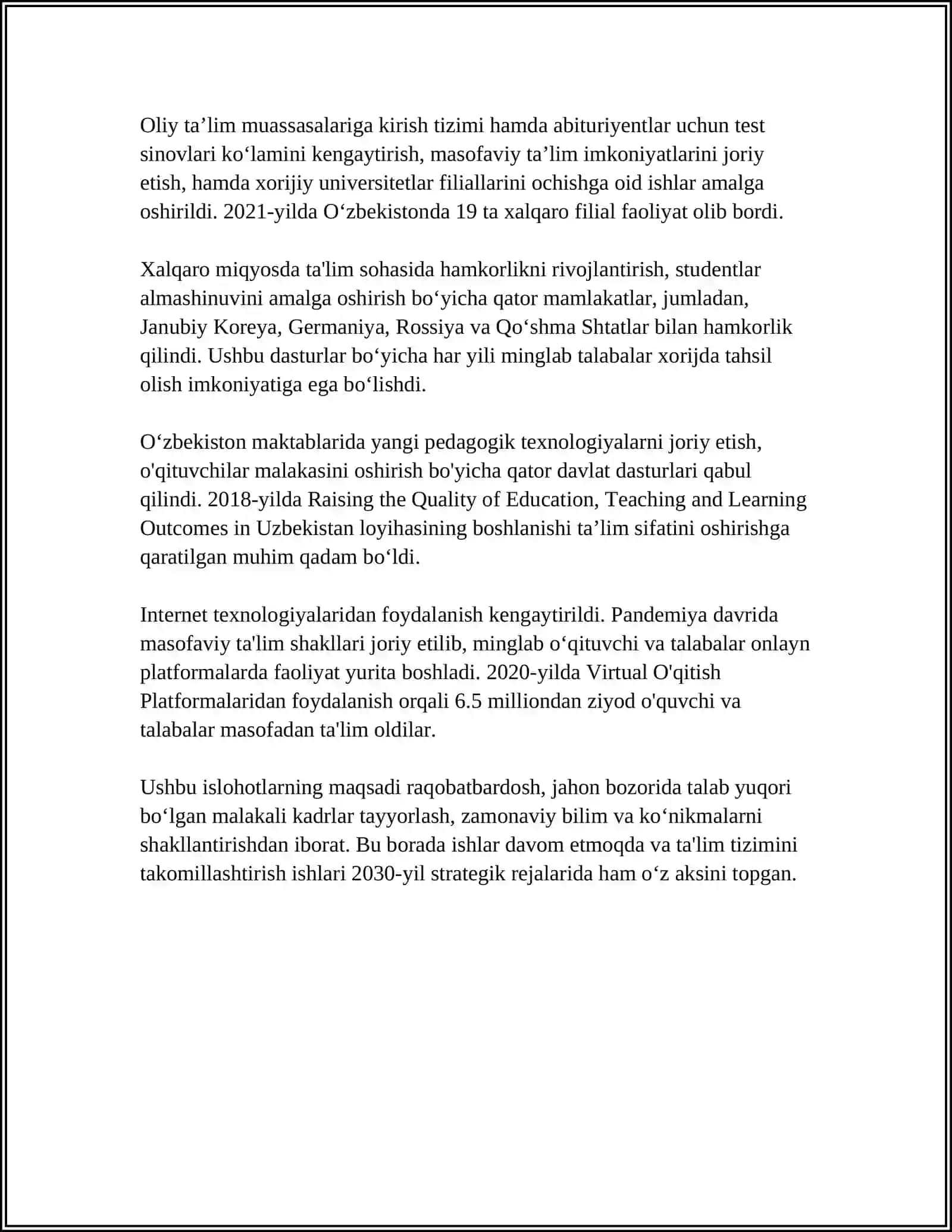 O‘ZBEKISTON MUSTAQILLIGI VA TA’LIM-TARBIYAGA YANGICHA YONDASHUV 4