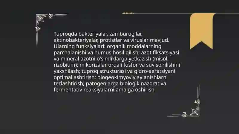 Mikroorganizimlarning tabiatda tarqalishi va ahamiyati 4