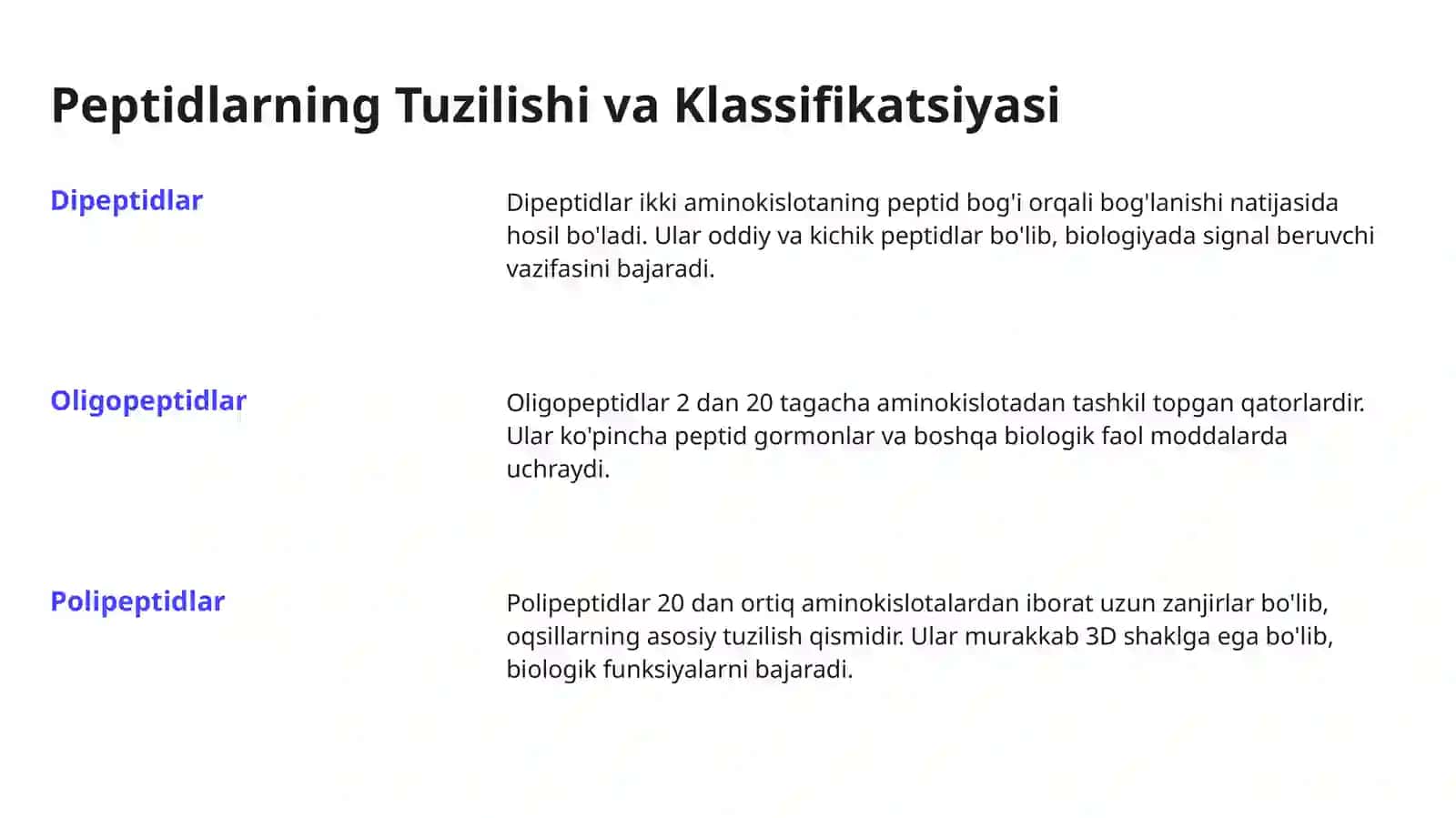 Peptidlar va Oqsillar 4