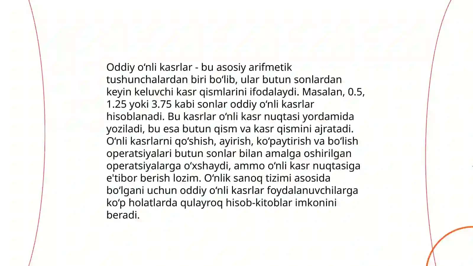 O‘nli kasrlar va ular ustida arifmetik amallarni bajarish algoritmi 4