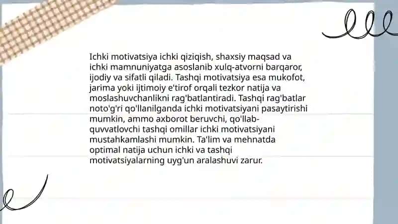 Xulq atvor va faoliyat motivatsiyalari 4