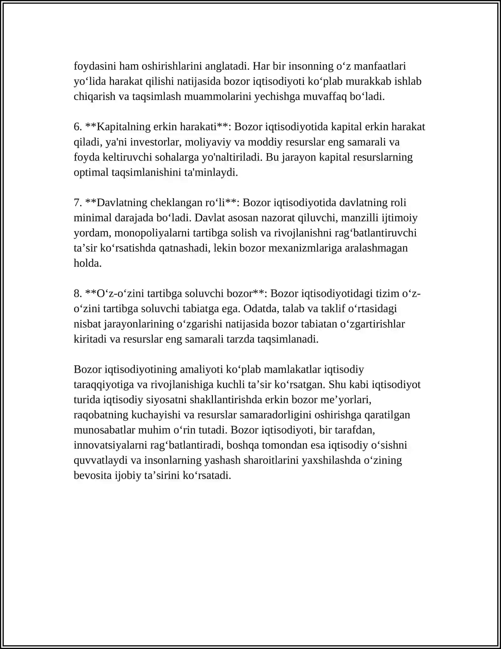 BOZOR IQTISODIYOTINING IJTIMOIY YO'NALTIRILGANLIGI VA UNING O'ZBEKISTONGA XOS XUSUSIYATLARI 4