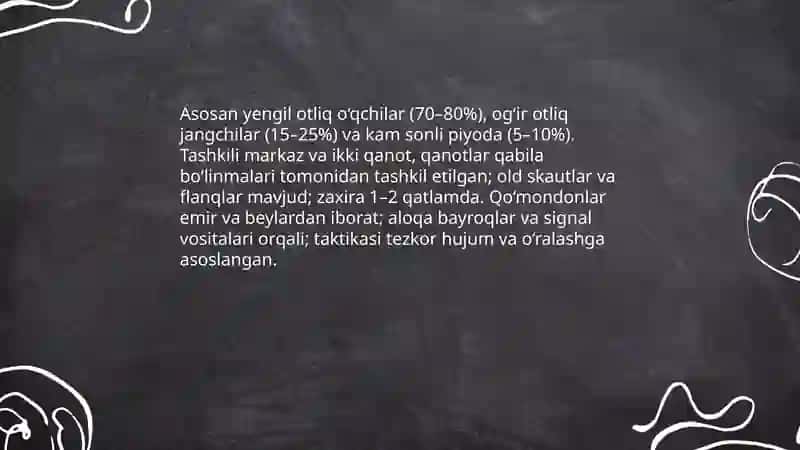 Oltin Oʻrda (Toxtamish) qoʻshinining jangovar tartibi va harbiy tarkibi 4